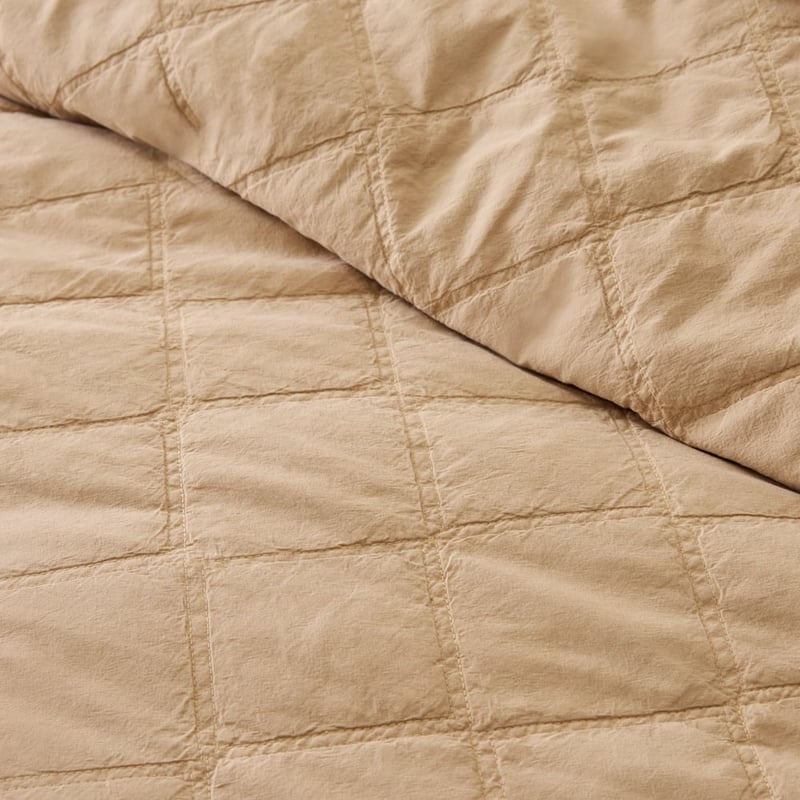 Stonewashed Cotton Sesame Quilted Coverlet Separates