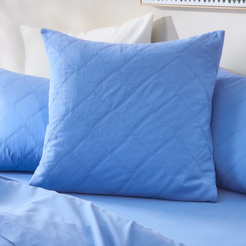 Stonewashed Cotton Cobalt Quilted Coverlet Seperates