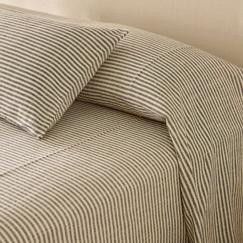 Noa Black & Natural Stripe Bedcover Separates