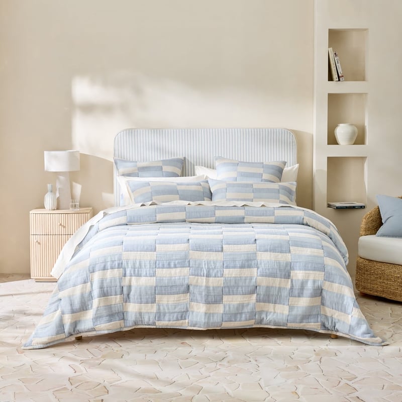 Sirena Blue Jacquard Quilted Pillowcases