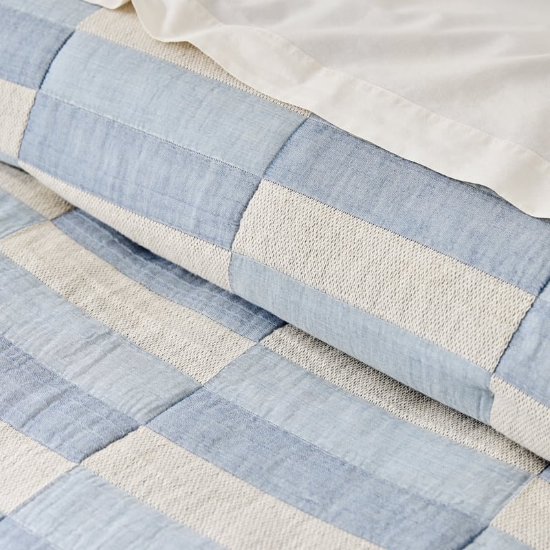 Sirena Blue Jacquard Quilted Coverlet Separates