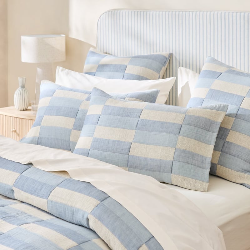 Sirena Blue Jacquard Quilted Pillowcases