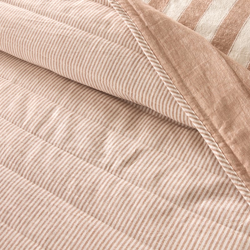 Linen Cotton Pecan Stripe Quilted Pillowcases