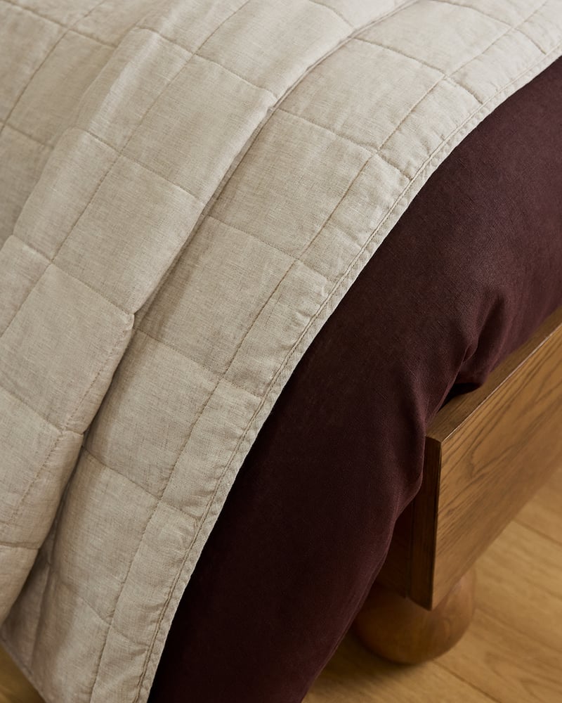 Vintage Washed Linen Linen Quilted Bedcover