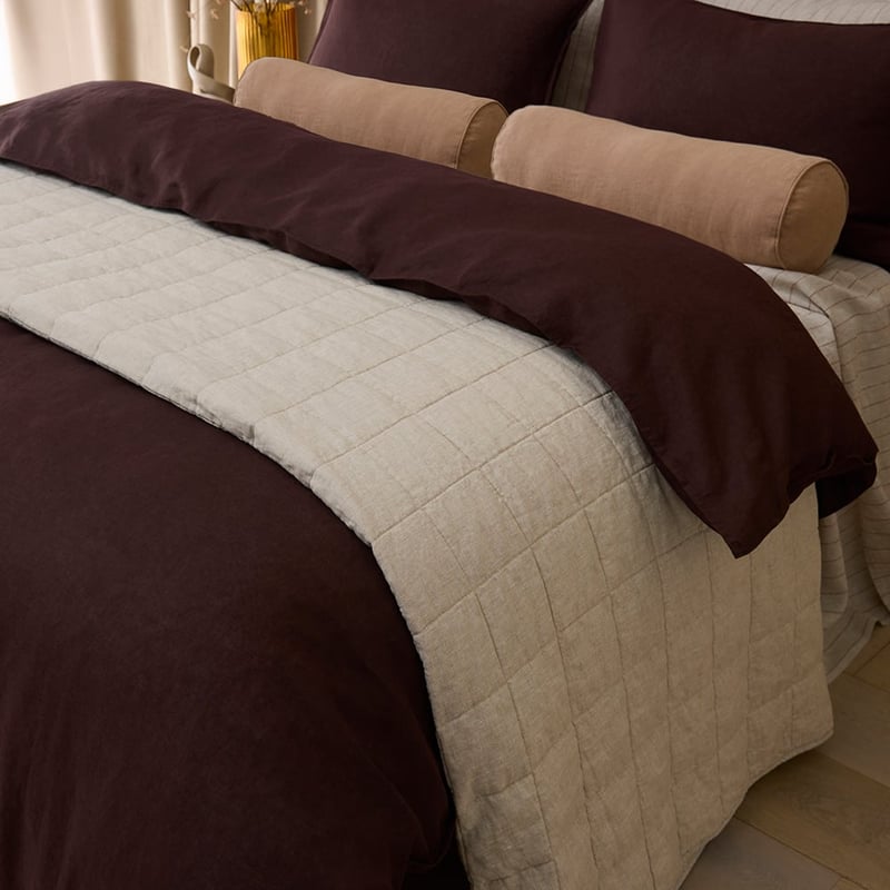 Vintage Washed Linen Linen Quilted Bedcover