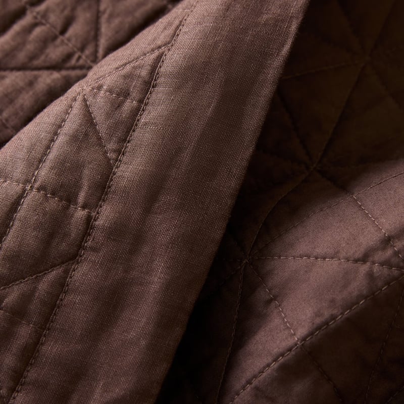 Vintage Washed Linen Chocolate Quilted Pillowcases