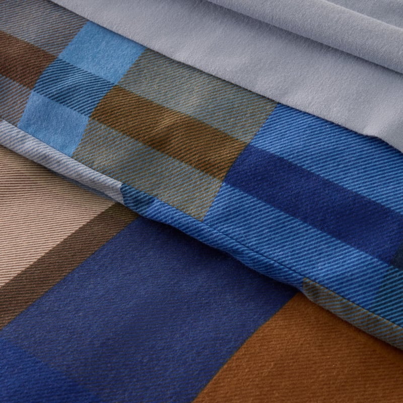 Flannelette Ambrose Check Blue Quilt Cover Set