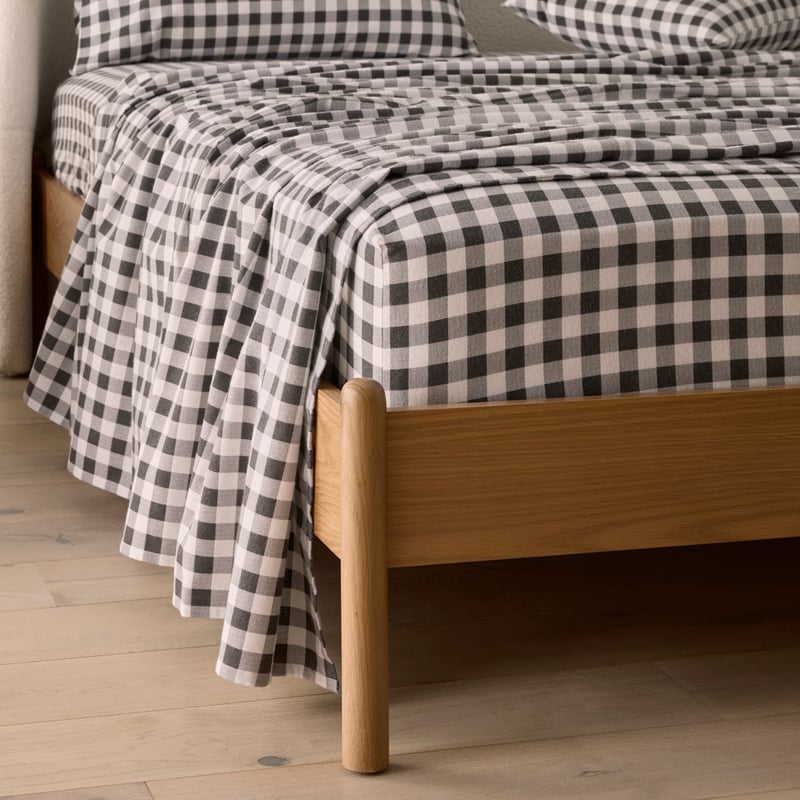 Flannelette Charcoal Check Sheet Set