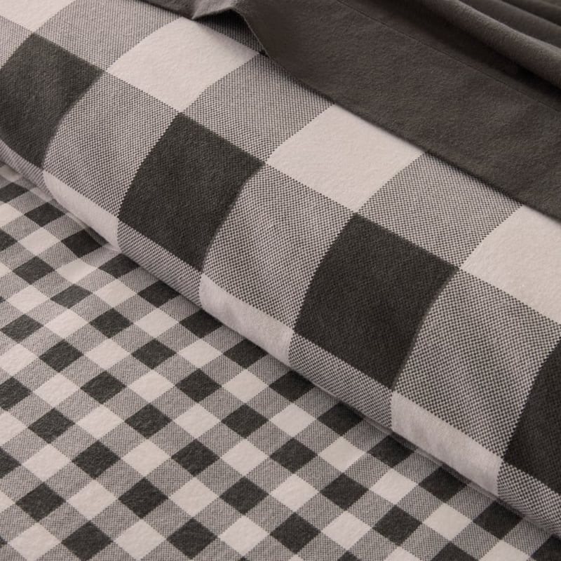 Flannelette Charcoal Check Quilt Cover Set