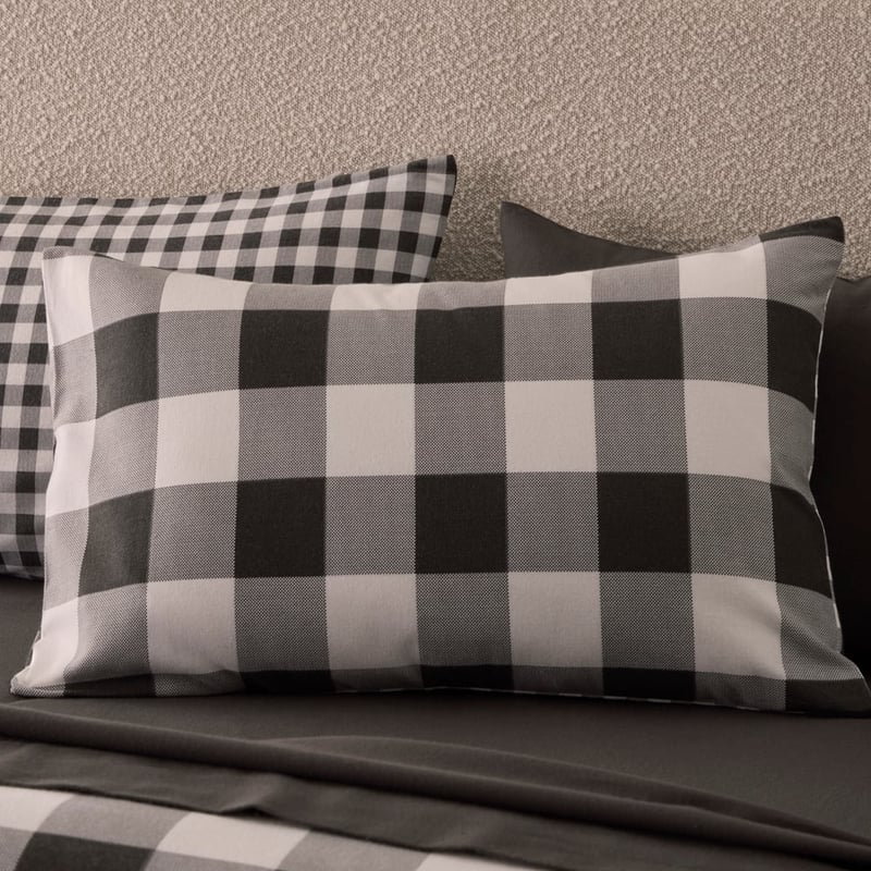 Flannelette Charcoal Check Quilt Cover Set