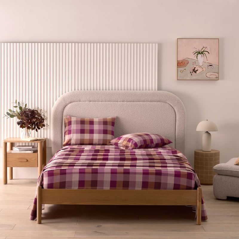 Flannelette Mulberry Check Sheet Set