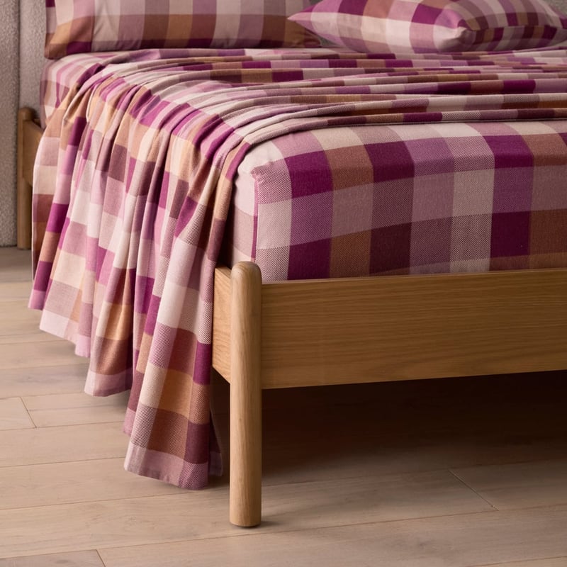 Flannelette Mulberry Check Sheet Set