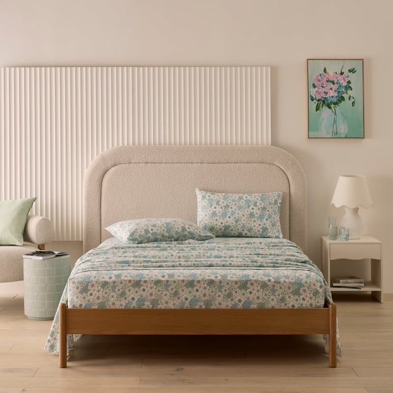 Flannelette Aqua Daisy Sheet Set