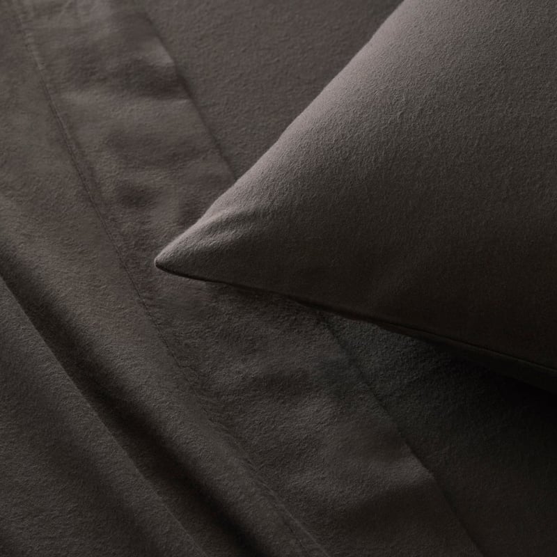 Flannelette Plain Dye Charcoal Sheet Set