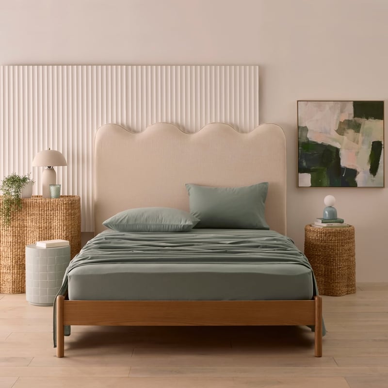 Flannelette Plain Dye Eucalyptus Sheet Set