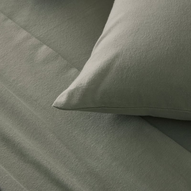 Flannelette Plain Dye Eucalyptus Sheet Set