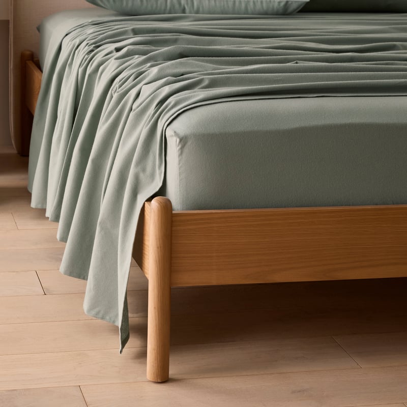 Flannelette Plain Dye Eucalyptus Sheet Set