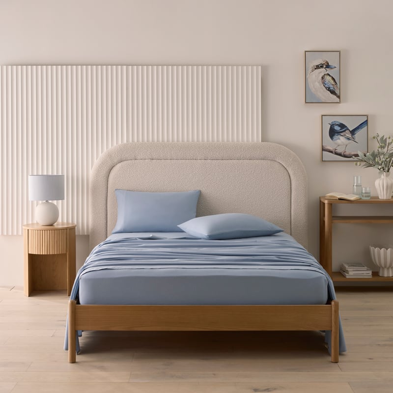 Flannelette Plain Dye Steel Blue Sheet Set