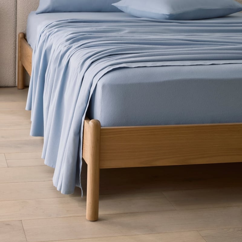 Flannelette Plain Dye Steel Blue Sheet Set