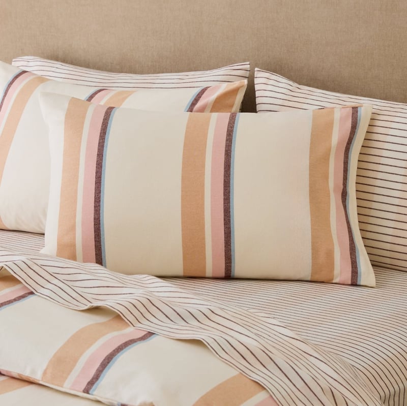 Zara Rose Stripe Flannel Quilt Cover Set