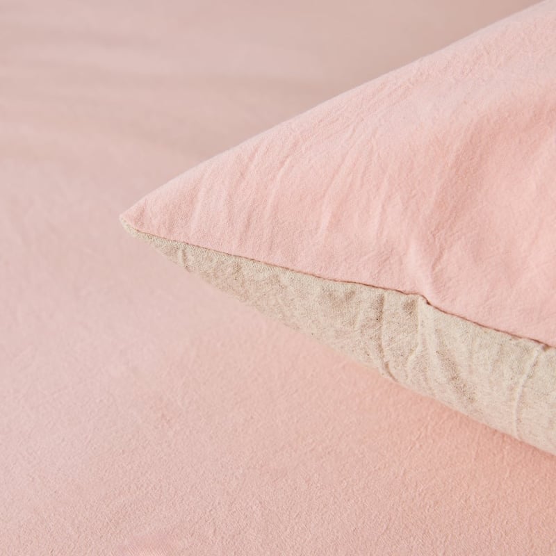 Olsen Linen Cotton Natural & Pink Quilt Cover Set 