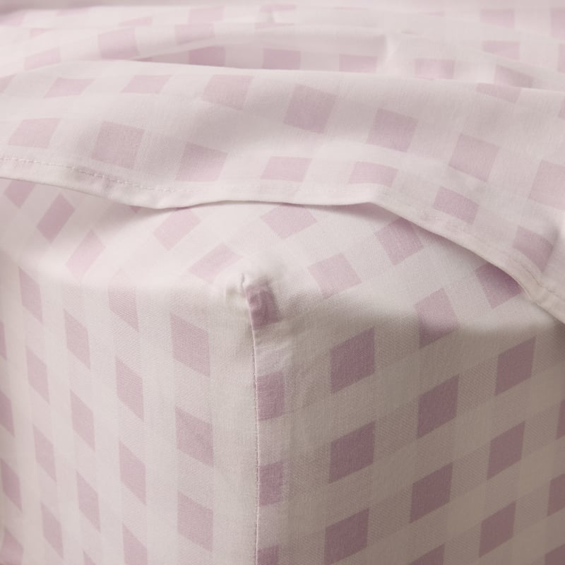 Lilac Gingham Printed Percale Sheet Set