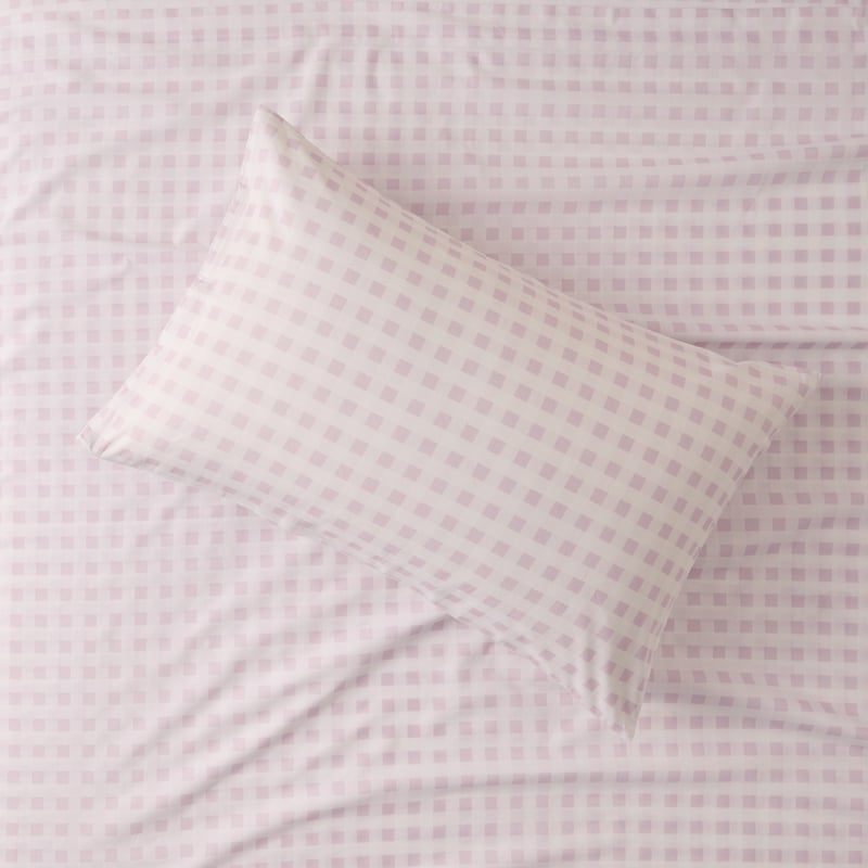 Lilac Gingham Printed Percale Sheet Set