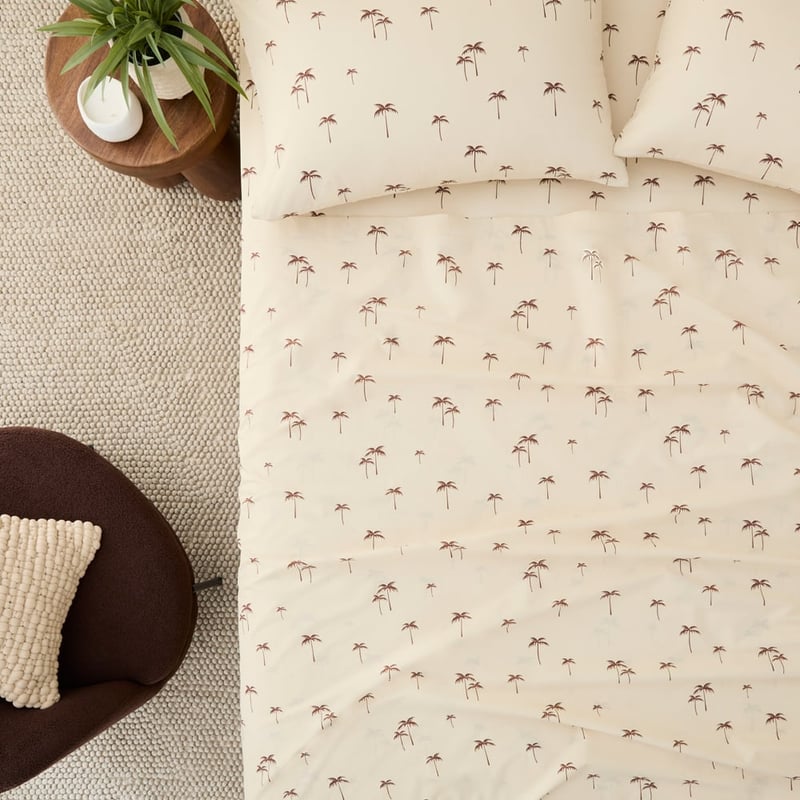 Mini Palm Printed Percale Sheet Set