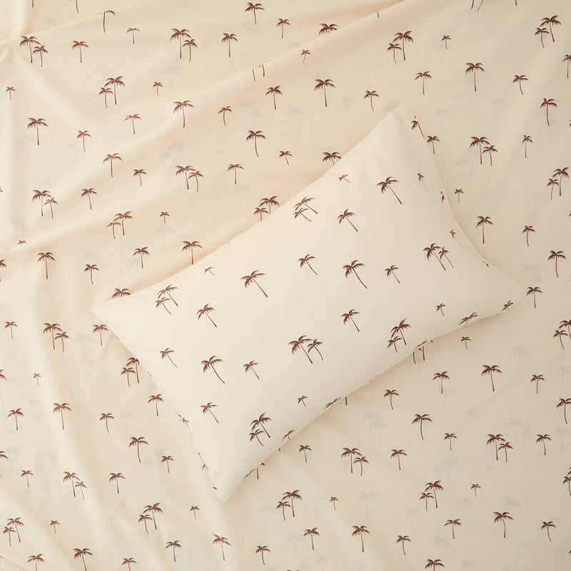 Mini Palm Printed Percale Sheet Set