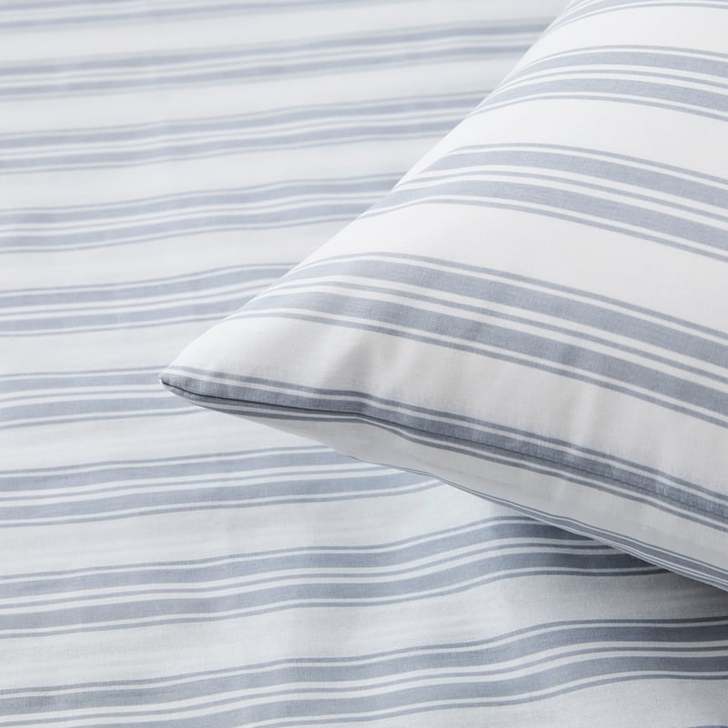 Blue Stripe Printed Percale Sheet Set