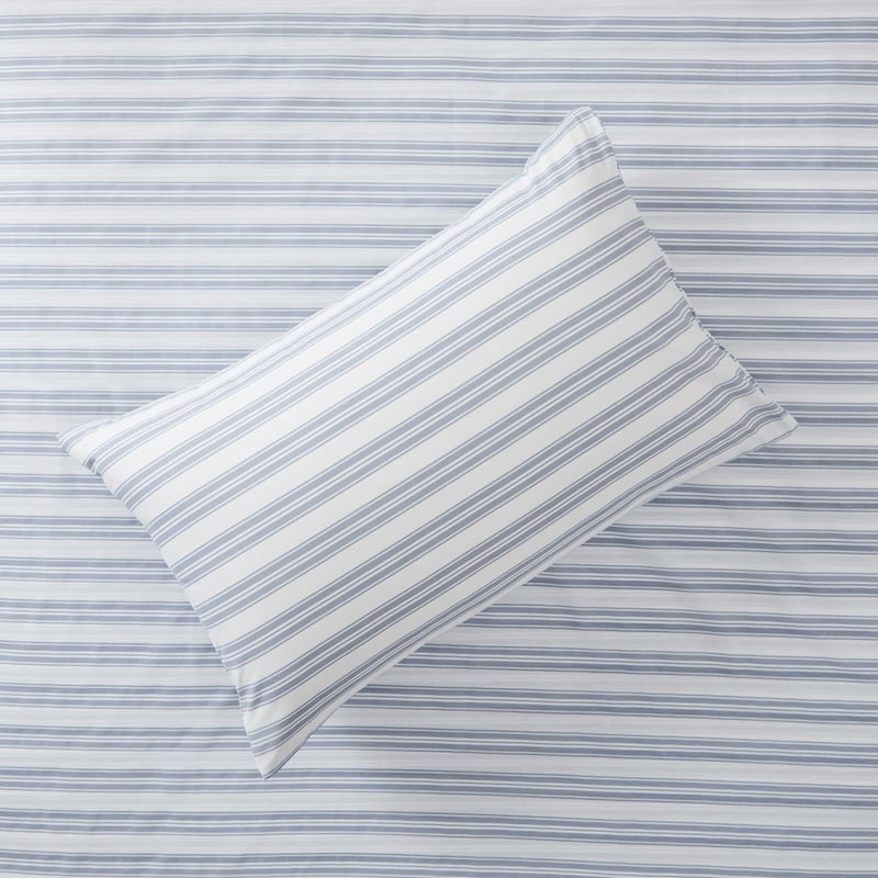 Blue Stripe Printed Percale Sheet Set