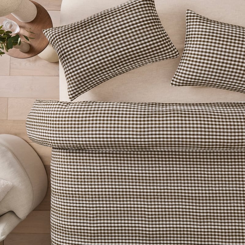 Jaye Moss Gingham Quilted Quilt Cover Set