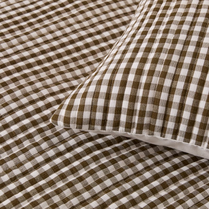 Jaye Moss Gingham Quilted Quilt Cover Set