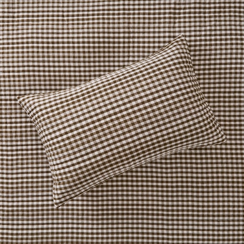 Jaye Moss Gingham Quilted Quilt Cover Set