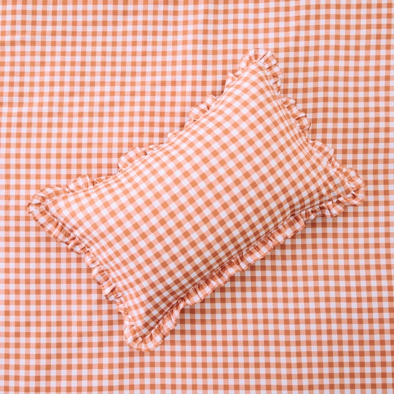 Ruffle Cork Gingham Microfibre Quilt Cover Set