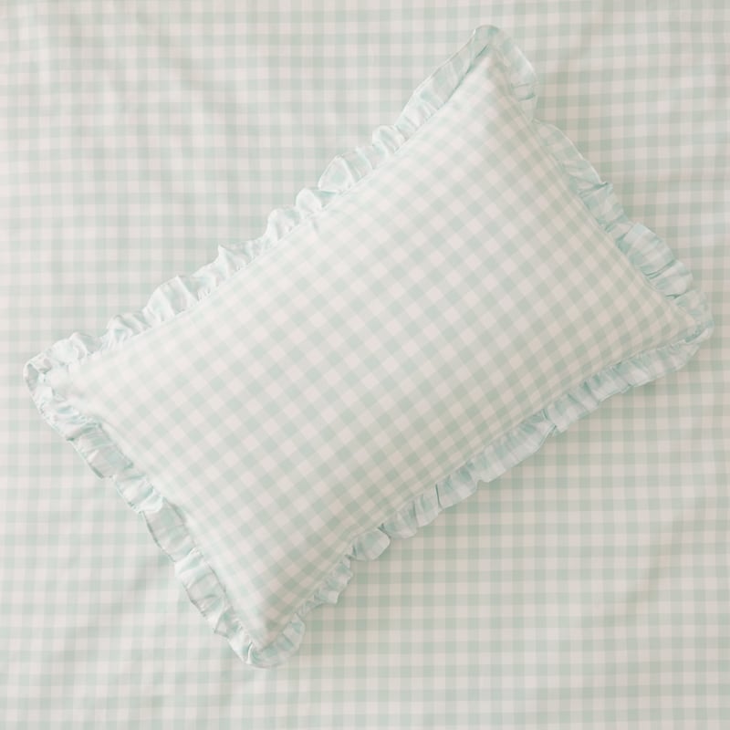 Microfibre Ruffle Mint Gingham Quilt Cover Set