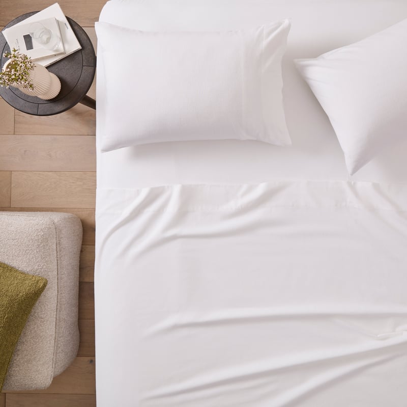 Flannelette Plain Dye White Sheet Set