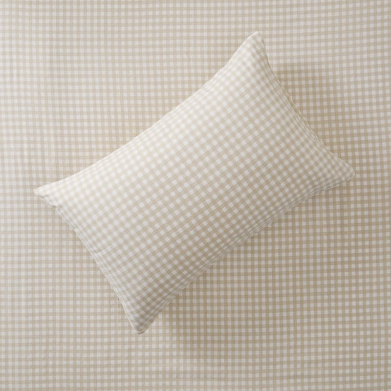 Flannelette Natural Gingham Printed Sheet Set