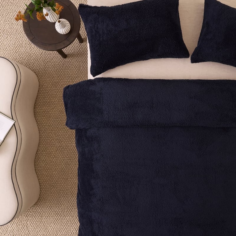 Sherpa Navy Quilt Cover Set
