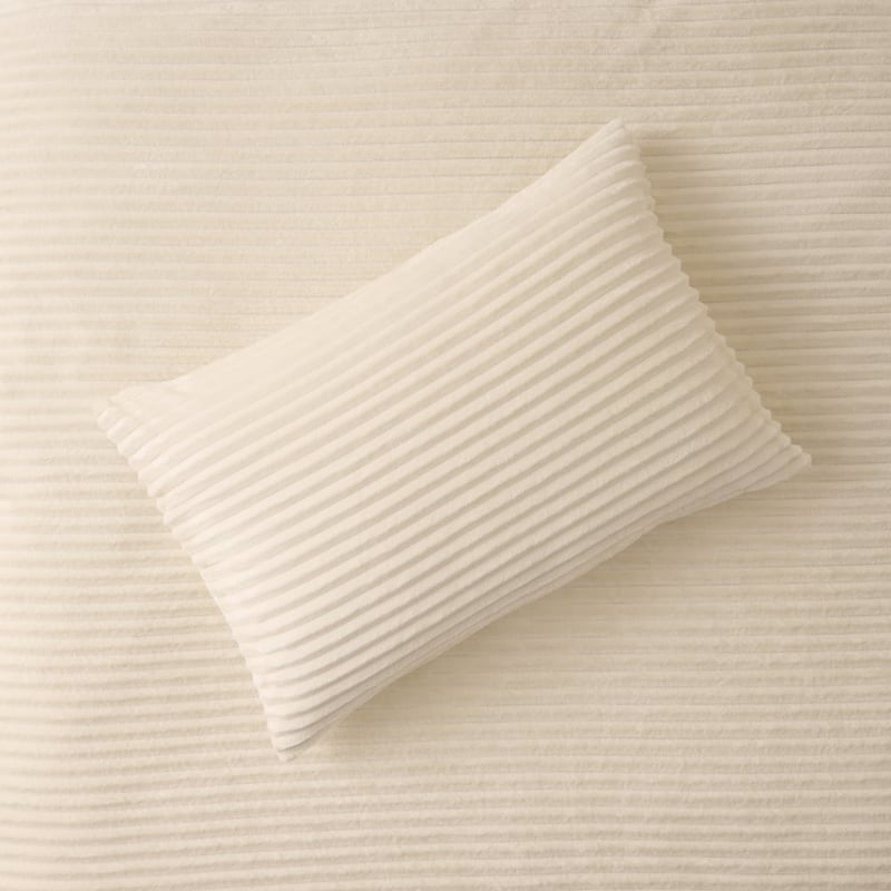 Fur Ribbed Off White Quilt Cover Set