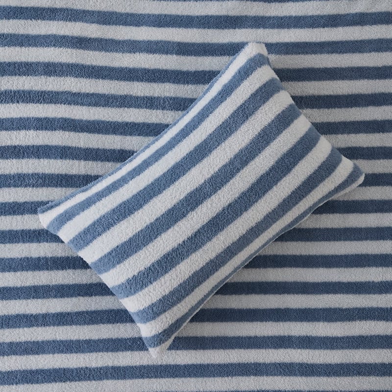 Sherpa Printed Blue Stripe Quilt Cover Set