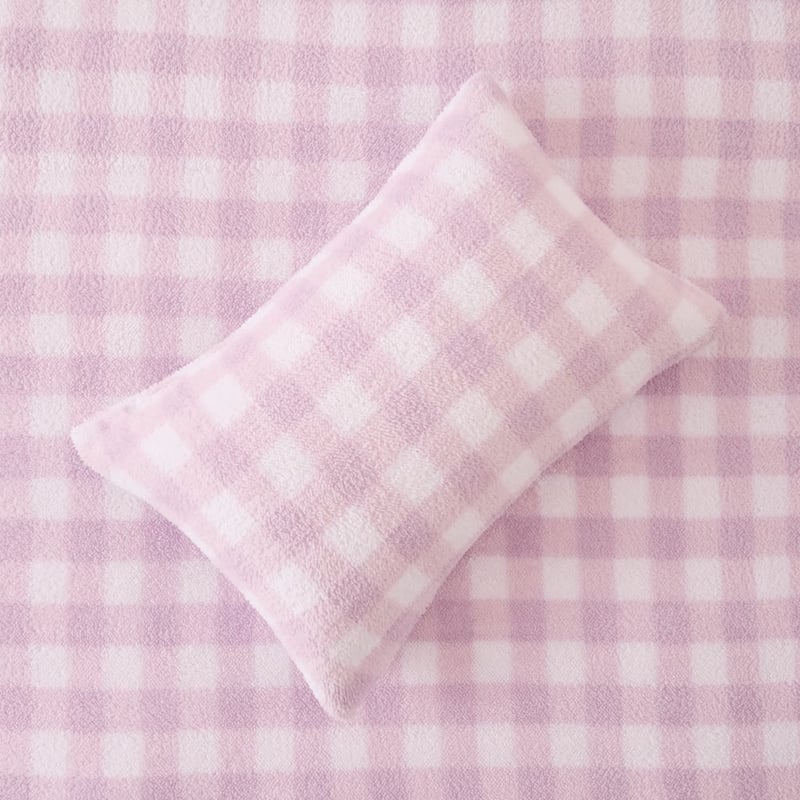 Sherpa Printed Lilac Check Quilt Cover Set