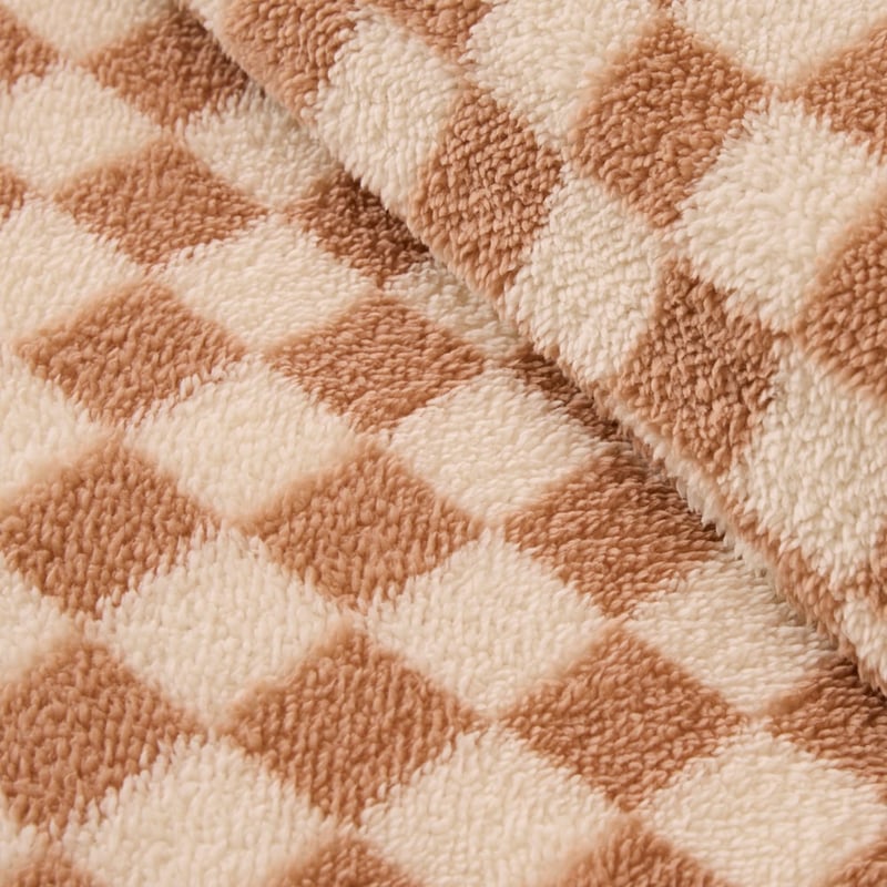 Sherpa Printed Natural Checkerboard Quilt Cover Set