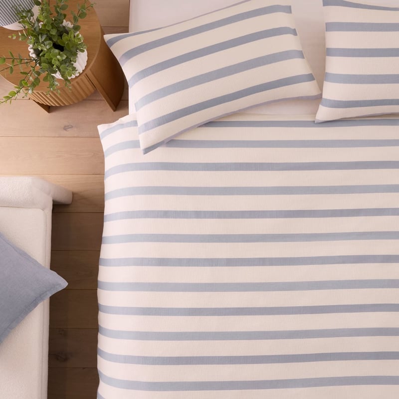 Flynn Blue Waffle Quilt Cover Set