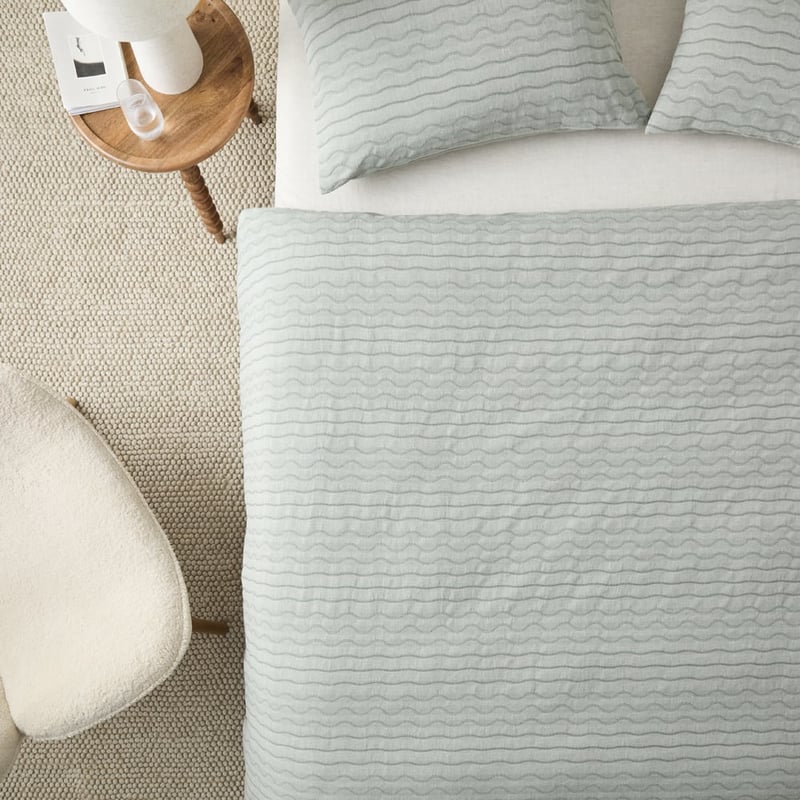 Marli Sea Green Matelasse Quilt Cover Set