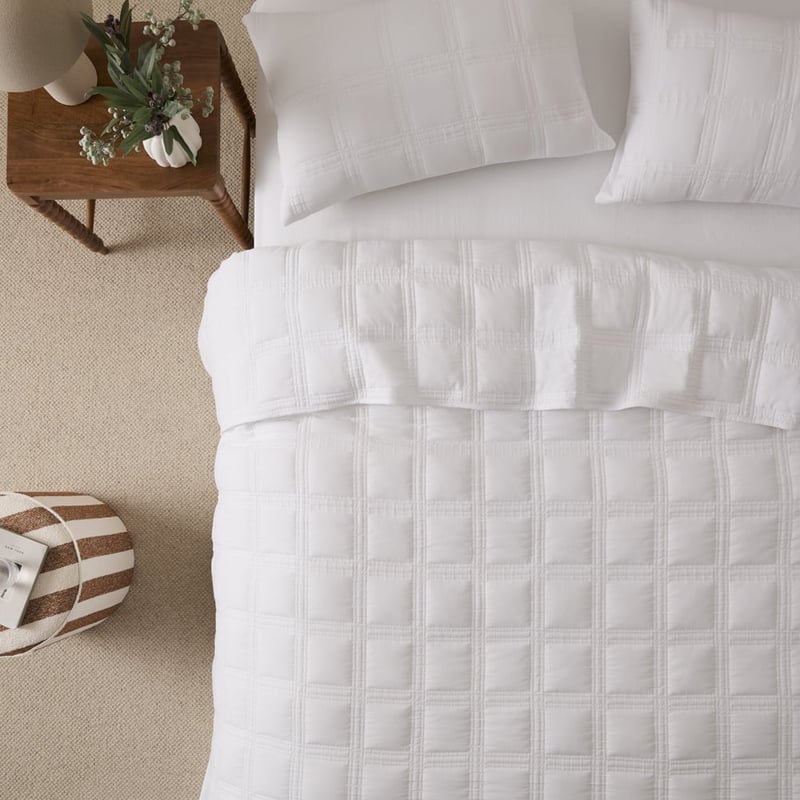 Dakota White Quilted Coverlet Set