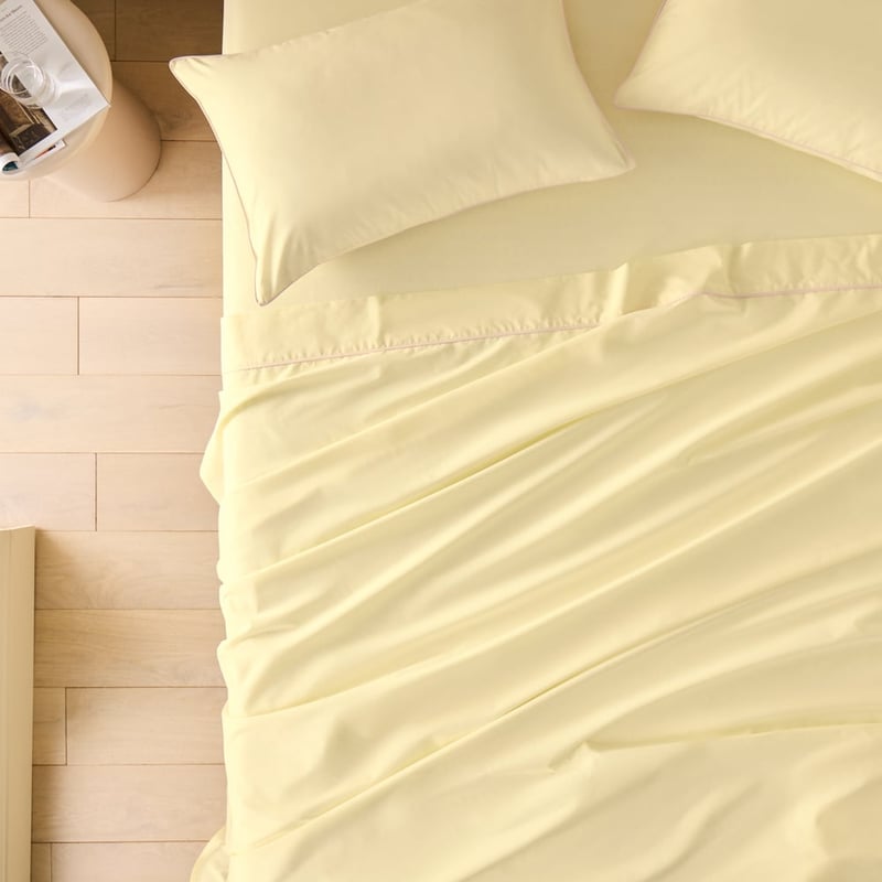 Piped Cotton Butter & Lilac Sheet Set