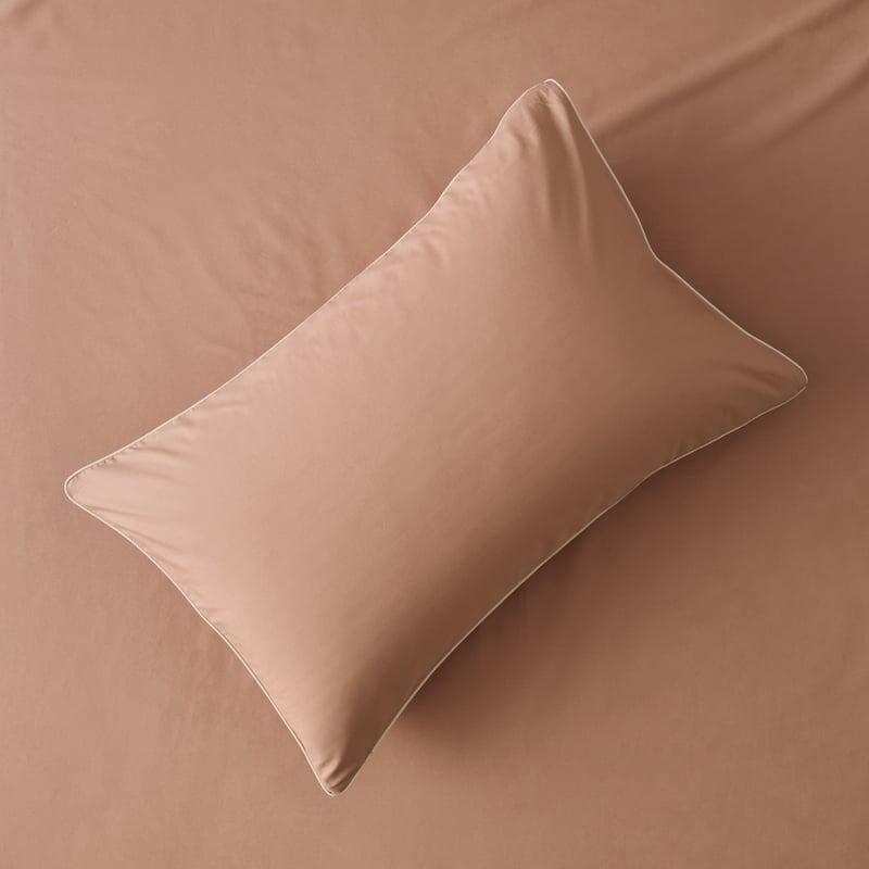 Piped Cotton Clay & Natural Sheet Set