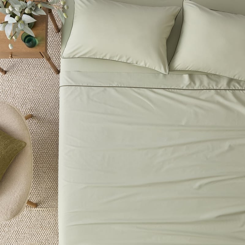 Piped Cotton Green & Forest Sheet Set