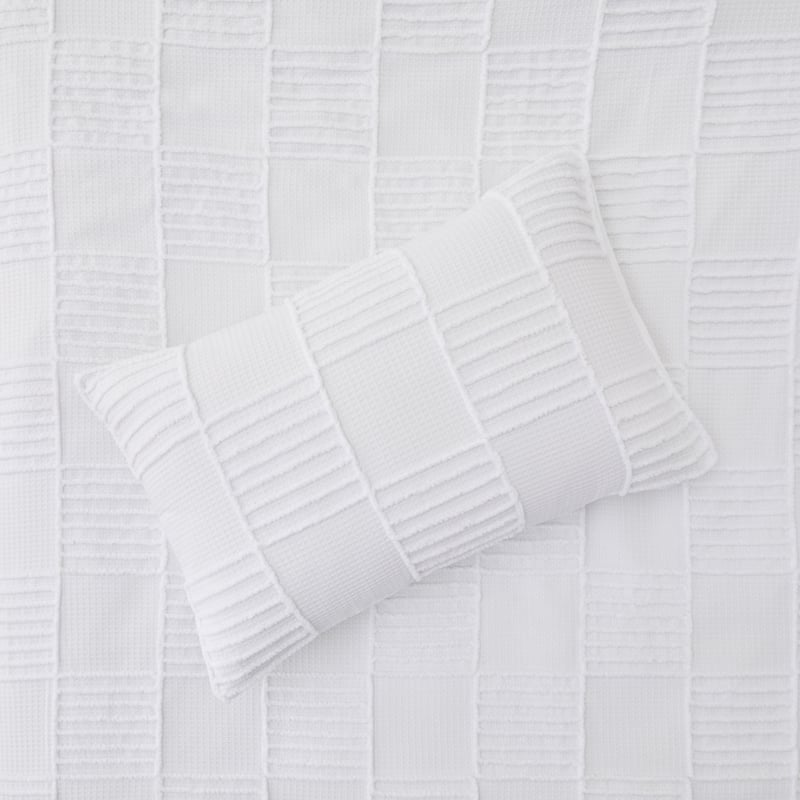 Jamie White Tufted Checkerboard Quilt Cover Set